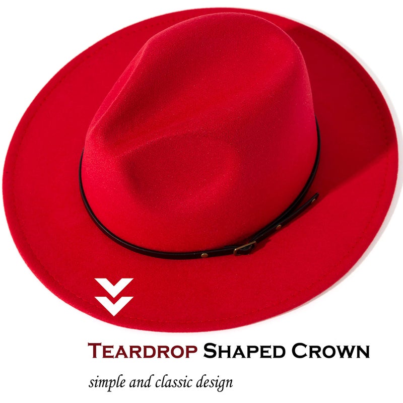 Lisianthus Women Belt Buckle Fedora Hat Red - Image 2
